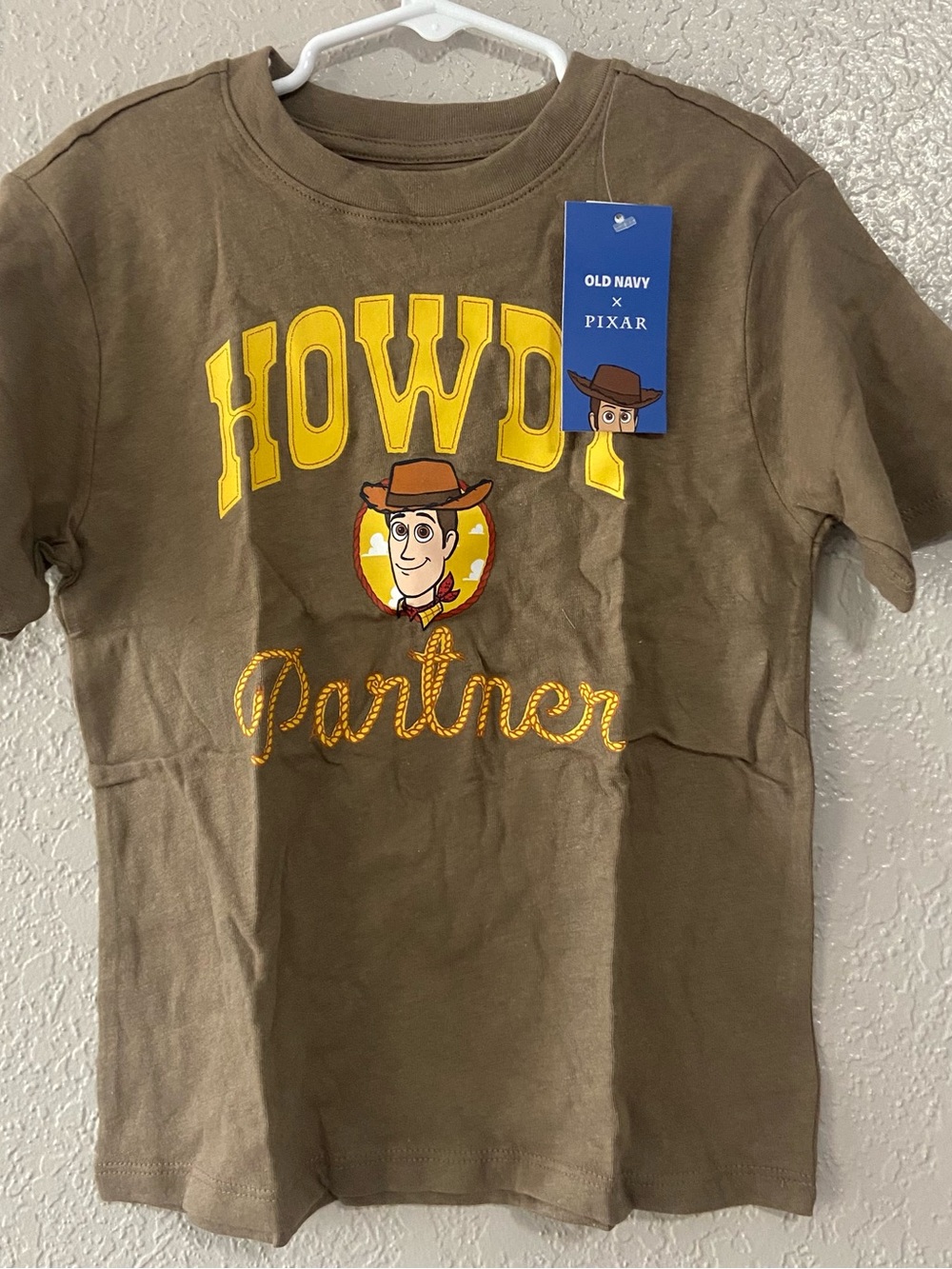 Old Navy x Pixar Boys' 'Howdy Partner' Brown Woody Graphic Tee